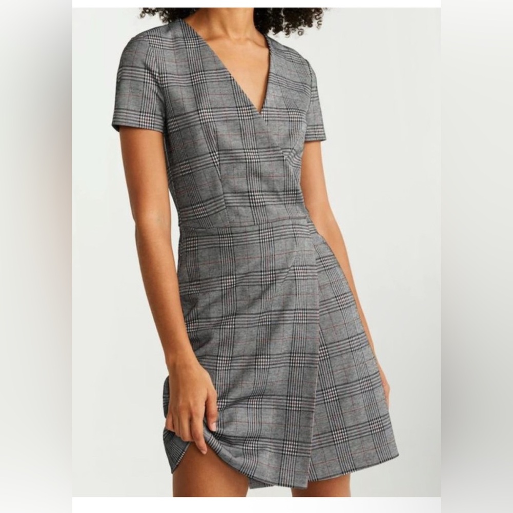 Mango Gray Plaid Mini Dress